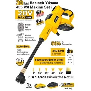 SGS Akülü Şarjlı Basınçlı Oto Yıkama Makine Seti 20V 2.0 AH