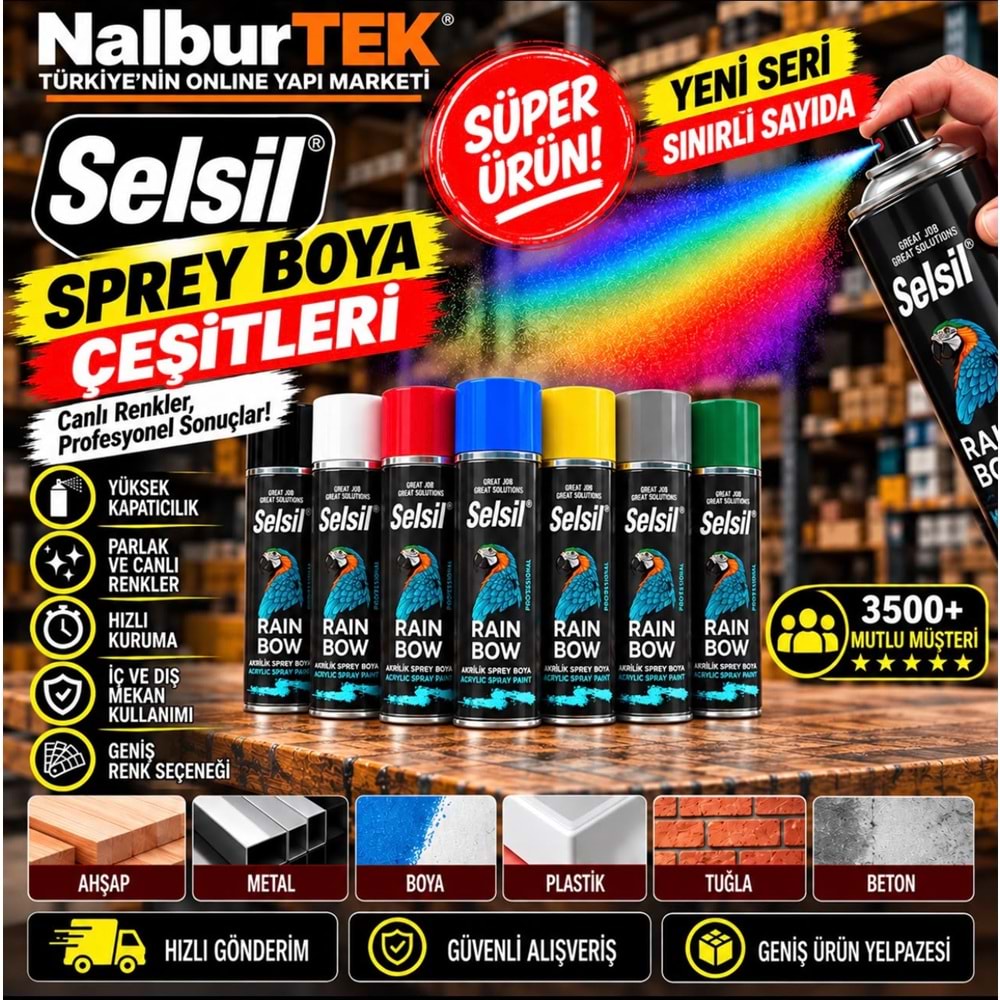 Selsil Sprey Boya Parlak Siyah 400ml RAL9005