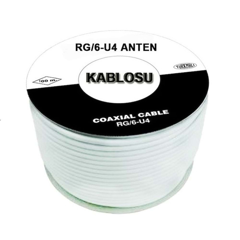 Uydu Anten Kablosu Beyaz RG6-U6 100 mt
