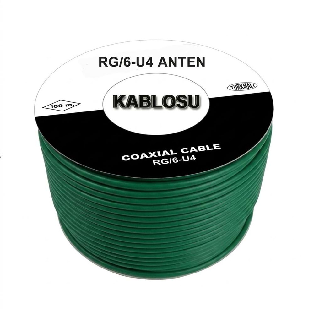 Uydu Anten Kablosu Yeşil RG6-U6 100 mt